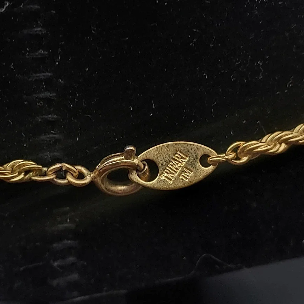 Vintage Trifari Gold Twisted‎ Chain Necklace Costume Jewelry